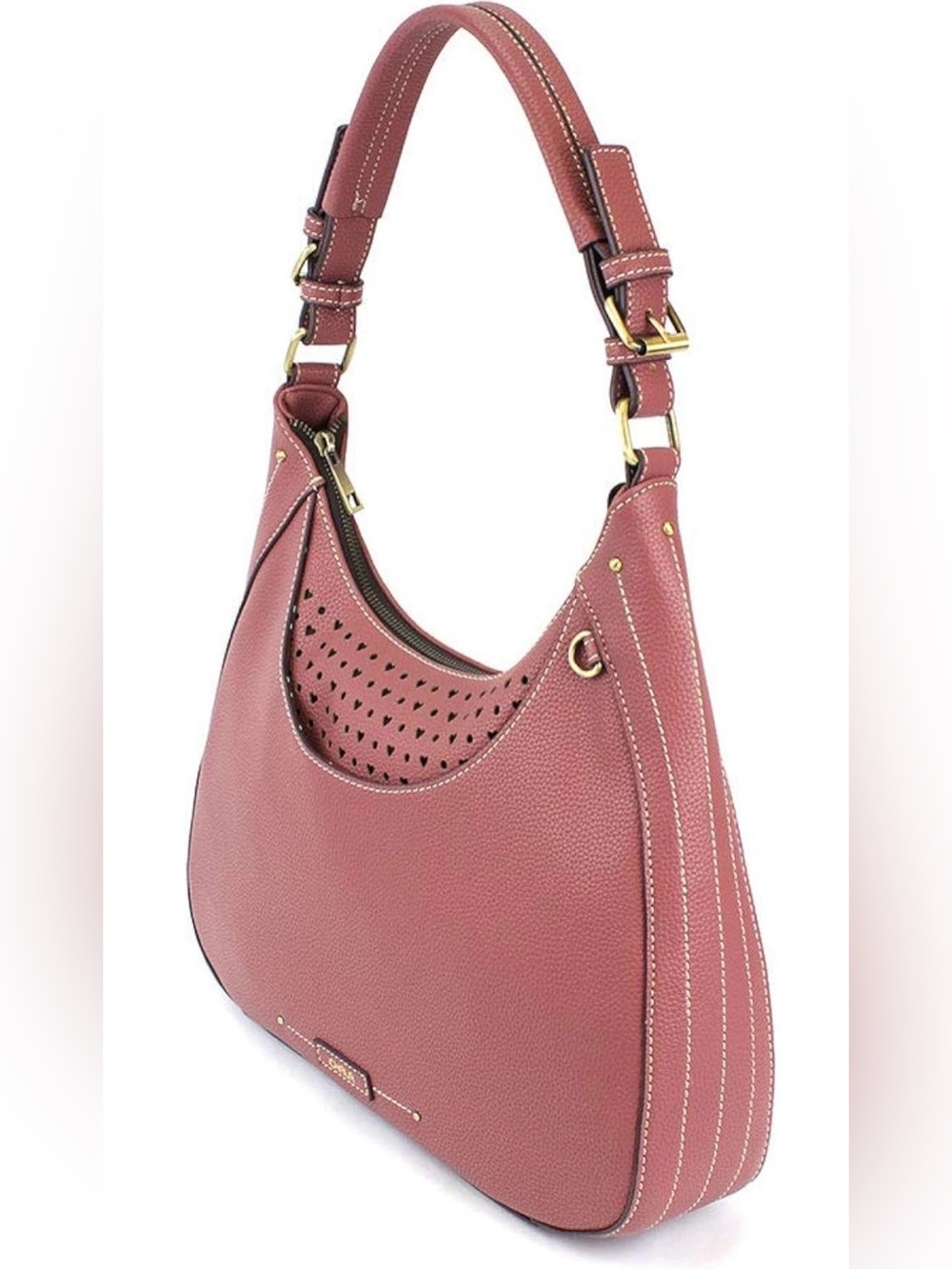 Chala Dusty Rose Pink Perforated Hobo Shoulder Bag